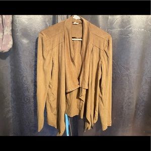 Tan faux suede zip up